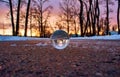 Sunrise Park Through A Lensball Royalty Free Stock Photo