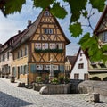 No People at the Famous Gingerbread House in Rothenburg, Germany Royalty Free Stock Photo