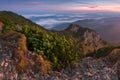 Landscape of mountain at sunrise from peak Velky Choc, Slovakia. Discover the beauty of earth. Royalty Free Stock Photo