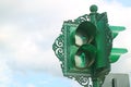 Unique Vintage Style Urban Traffic Signal on the Main Street of Cusco, Peru