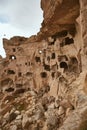 Unique volcanic landscape and geologic rock formations in Cappadocia, Turkey Royalty Free Stock Photo