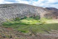 Unique volcanic landscape of green Caldera Blanca volcano crater in Lanzarote, Canary Islands, Spain Royalty Free Stock Photo