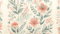 Unique watercolor background with coral and sage floral motifs generative ai