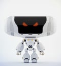 Angry white robot toy, 3d rendering