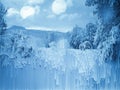 A Unique Winter Snow Waterfall Abstract Art Background