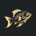 Unique Wood Engraving Style Gold Fish Logo Design