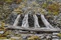 Unique wooden incline bridge. Royalty Free Stock Photo