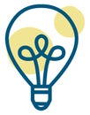 Unique yellow lightbulb, icon