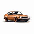 Unique Yokai Inspired Classic Car Orange Graphic Sprite Royalty Free Stock Photo