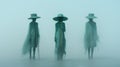 Unique Yokai Sculptural Costumes In Turquoise Fog