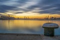 Uniquely beautiful sunset over the port of Bourgas