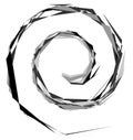 Uniquely deformed swirl, twirl shape. monochrome spiral design e Royalty Free Stock Photo