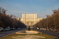 Unirii Boulevard leading to Parliament, Bucharest Royalty Free Stock Photo