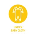 Unisex baby clothes color icon. Infant body suit. Casual apparel for kid. Pictogram for ad, web, mobile app. UI UX design element