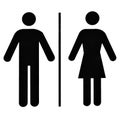 Unisex Bathroom or Restroom Sign. Men and Woman WC Symbol, black image on white background