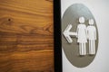Unisex bathroom sign displaying a man and woman