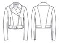 Unisex Biker Jacket fashion flat technical drawing template. Royalty Free Stock Photo