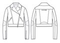 Unisex Biker Jacket fashion flat technical drawing template.