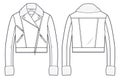 Unisex Biker Jacket with Faux Fur technical fashion illustration.