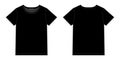 Unisex black t-shirt design template. Front and back 