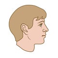 Unisex blond haired human head in side view