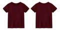 Unisex burgundy color t shirt mock up. T-shirt design template Royalty Free Stock Photo