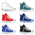 Unisex outlined template sneakers set side view