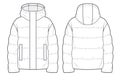 Unisex hooded padded Jacket technical fashion Illustration.