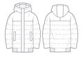 Unisex hooded padded Jacket technical fashion Illustration.