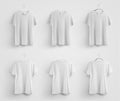 Unisex t-shirt template hanging on a hanger, blank apparel branded for design and pattern presentation Royalty Free Stock Photo