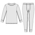 Unisex winter thermal underwear. Blank templates of long sleeve t-shirt and leggings. Isolated sweatshirt and pants