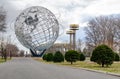 Unisphere with New York State Pavilion Observation Towers at Flushing-Meadows-Park, Queens, NYC Royalty Free Stock Photo