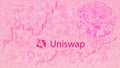 Uniswap cryptocurrency stock market name with logo on abstract digital background.