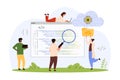 Unit testing, cloud programming, code development and engineering by tiny people Royalty Free Stock Photo