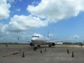 United airline plane landed at Philip S W Goldson Airport in Belize