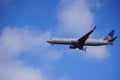 United Airlines Boeing 737 on approach to Chicago O`Hare International Airport Royalty Free Stock Photo