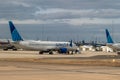 United Airlines Boeing 737 Max 9 jet N77558 grounded at Washington DC\'s Dulles International Airport