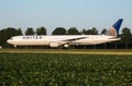 United Airlines Boeing 767-400 N76054 passenger plane taxiing at Amsterdam Schipol Airport Royalty Free Stock Photo