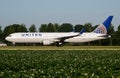 United Airlines Boeing 767-300 N657UA passenger plane taxiing at Amsterdam Schipol Airport Royalty Free Stock Photo