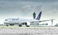 United Airlines Boeing 787 speeding up in Amsterdam Royalty Free Stock Photo