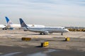 A United Airlines Commuter jet on the runway at Newark Liberty International Airport Royalty Free Stock Photo