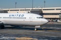 United Airlines Jet taxing away from the gate at terminal c at EWR Royalty Free Stock Photo