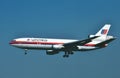 A United Airlines Douglas DC-10 landing at Los Angeles International Airport , California KLAX on June 4, 1997 Royalty Free Stock Photo