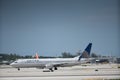 United airplane Taxiing on runway at FLL