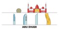 United Arab Emirates, Abu Dhabi City flat landmarks vector illustration. United Arab Emirates, Abu Dhabi City line city Royalty Free Stock Photo