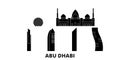 United Arab Emirates, Abu Dhabi City flat travel skyline set. United Arab Emirates, Abu Dhabi City black city vector Royalty Free Stock Photo