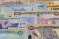 United Arab Emirates banknotes background. Selective focus Royalty Free Stock Photo