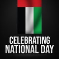 United Arab Emirates Celebrating National Holiday With Waving Flag and Wish Typography. Abstract National day celebration backdrop