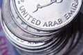 United arab emirates currency coins Royalty Free Stock Photo