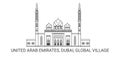 United Arab Emirates, Dubai, Global Village, travel landmark vector illustration